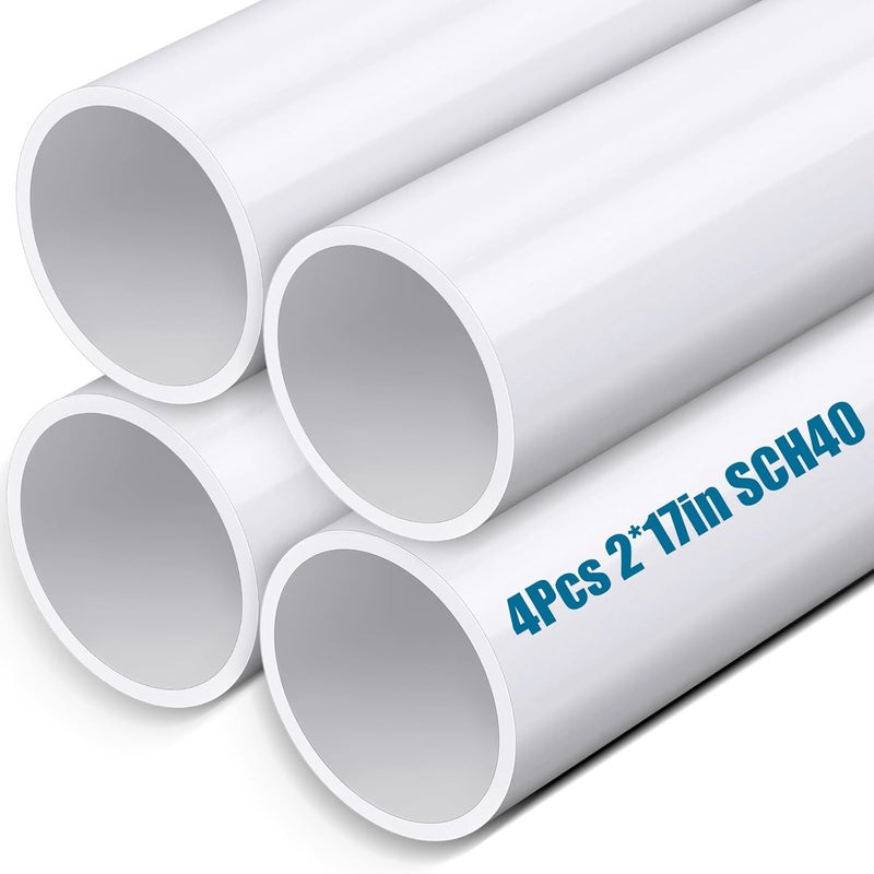 Joyfolk 2 Inch PVC Pipe 17" Long White Sch40 Industrial PVC Pipes, Greenhouse, Garden, Workshop, Farm, Furniture Grade for Home DIY - Image 1